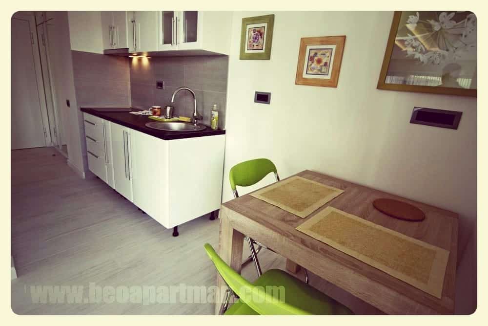 dining area and kitchenette belgrade apartment JOVAN