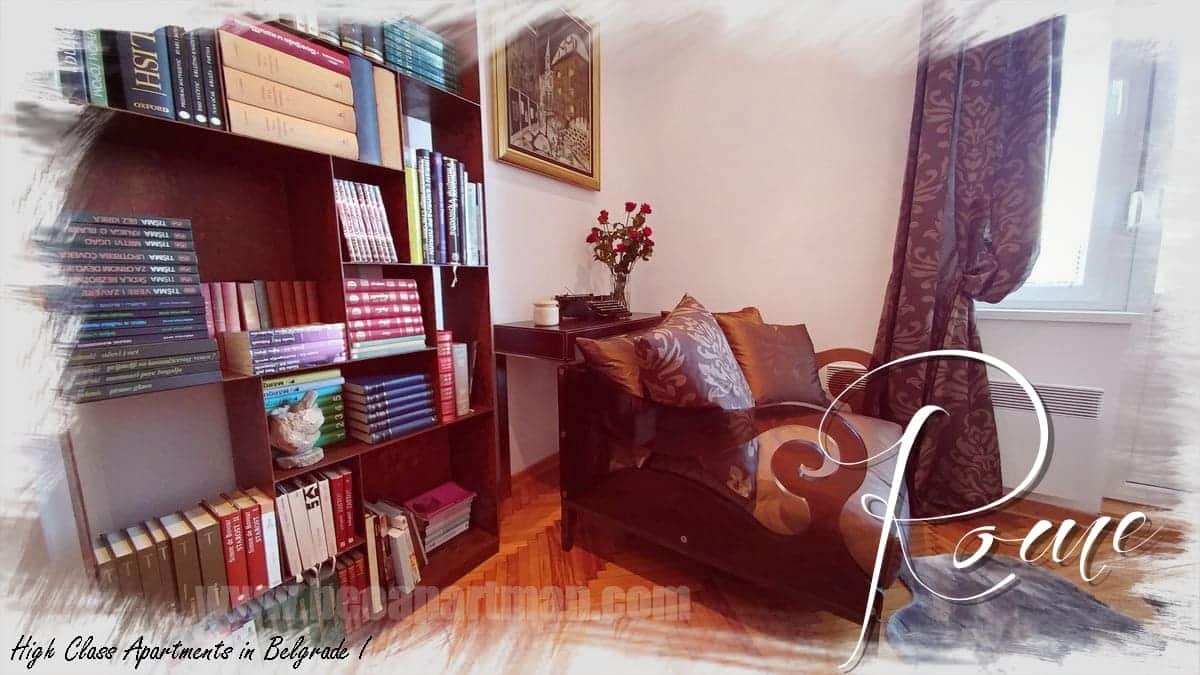 bookshelves high class apartment in Belgrade 1