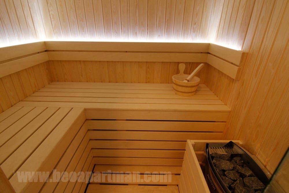 Sauna unutrašnjost klupa za sedenje